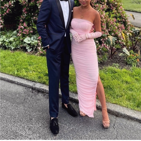 HOUSE OF CB 'Sofia' Fairy Pink Mesh Maxi Dress NWOT - Picture 3 of 15